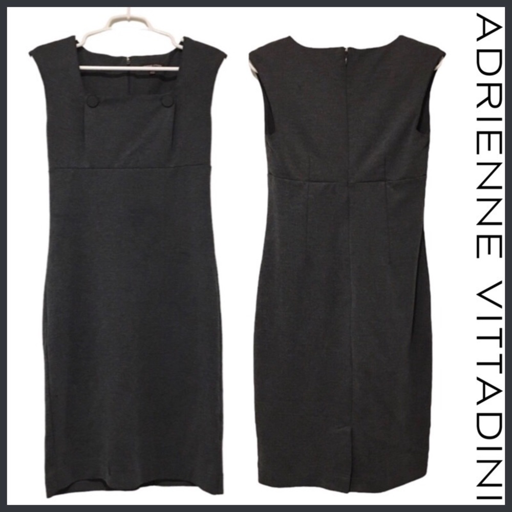 Gray A-line Dress Cap Sleeve Knee Length Heavy Weight Sz 4 ADRIENNE VITTADINI